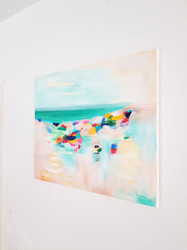 Original Abstract Beach Painting by Wioletta Gancarz