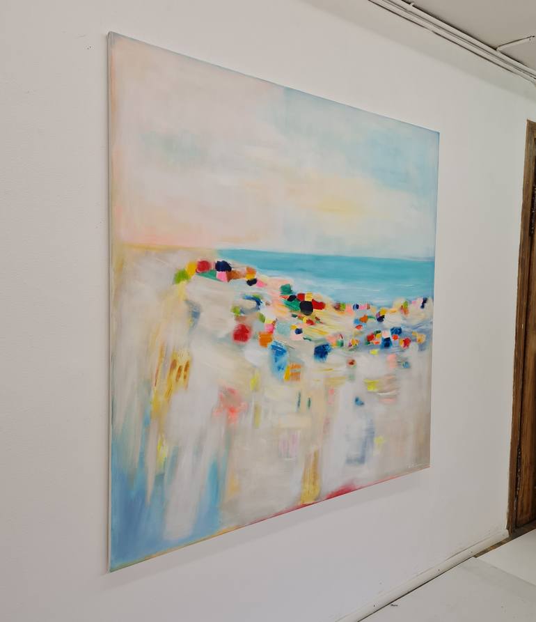 Original Abstract Expressionism Beach Painting by Wioletta Gancarz