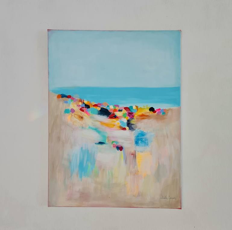 Original Abstract Expressionism Beach Painting by Wioletta Gancarz
