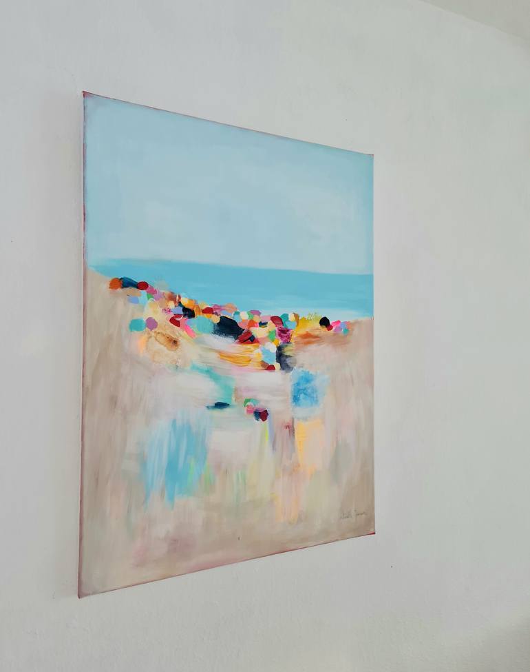 Original Abstract Beach Painting by Wioletta Gancarz