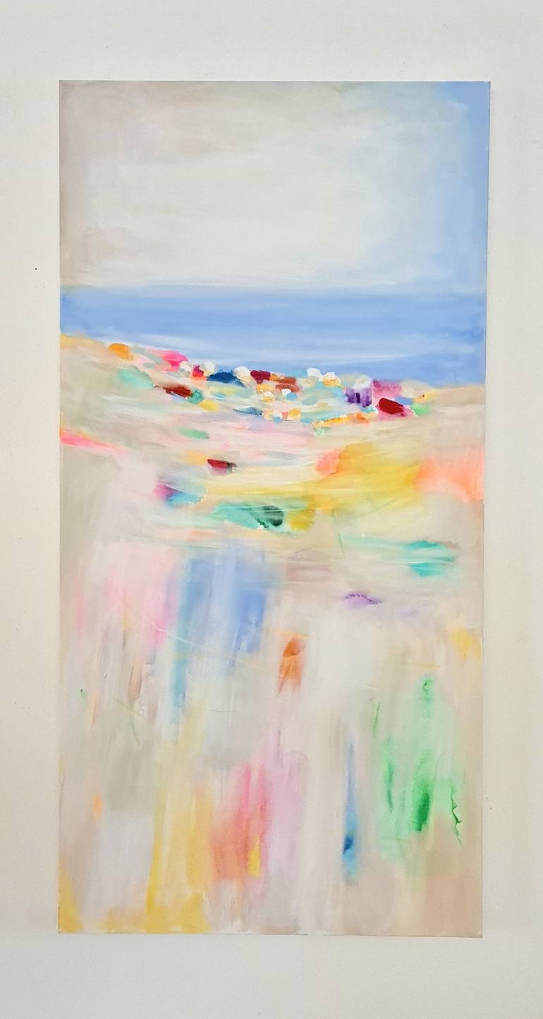 Original Abstract Beach Painting by Wioletta Gancarz