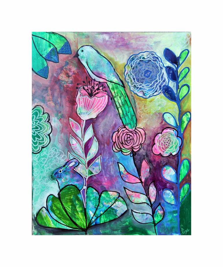 Original Modern Floral Painting by Carol Iyer