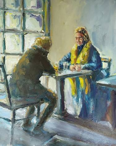 Encounter in Yellow and Blue , Vermeer-isch 1 thumb