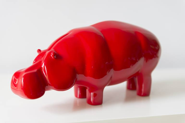 tråd billede marionet Hippo Red Sculpture by Ninon art | Saatchi Art