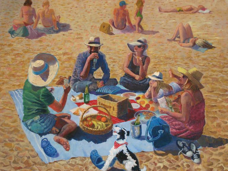 Picnic at Biaritz Painting by Peter Clarke | Saatchi Art