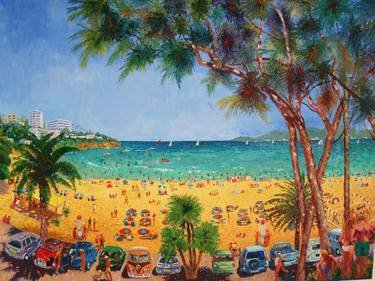 Original Figurative Beach Paintings by Peter Clarke