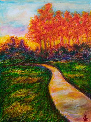 Original Impressionism Landscape Painting by Lilia Dalamangas