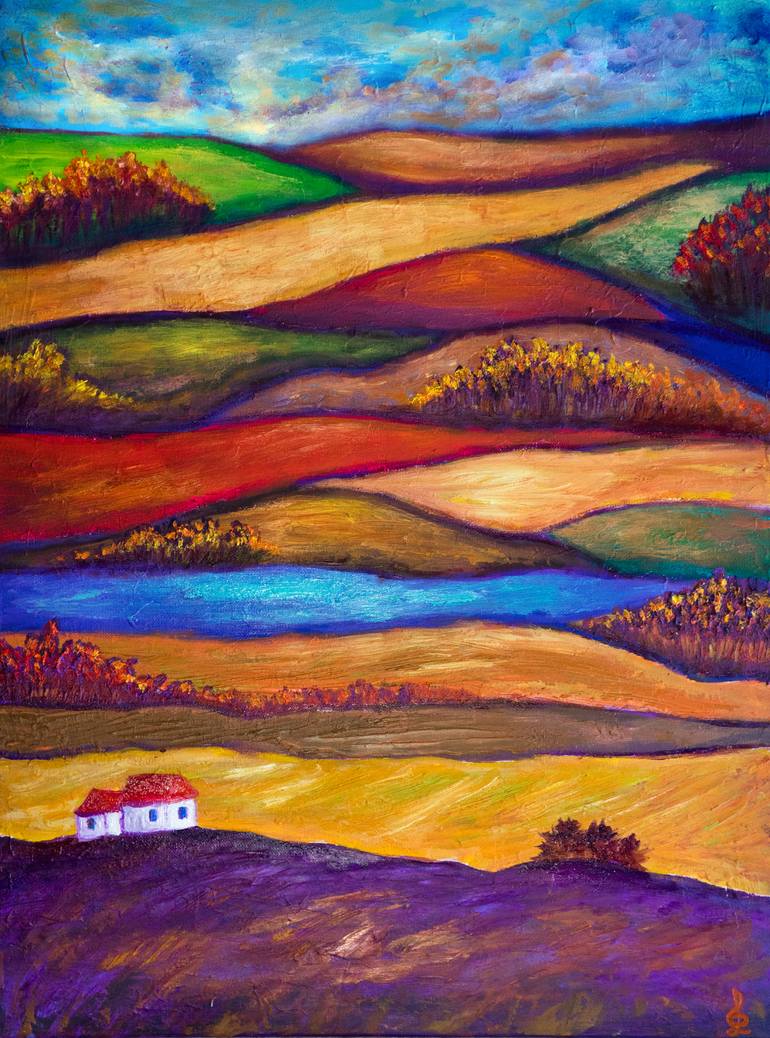 Colorful Landscape Painting By Lilia Dalamangas Saatchi Art   3583315 HSC00001 7 