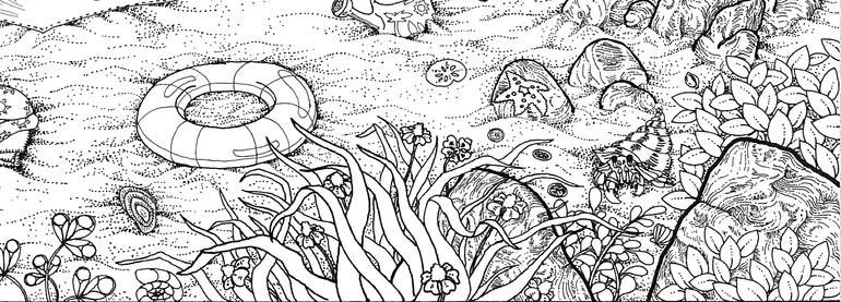 Original Conceptual Beach Drawing by Clinton Bowers