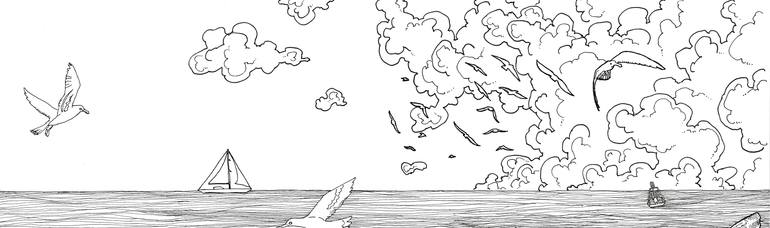 Original Conceptual Beach Drawing by Clinton Bowers