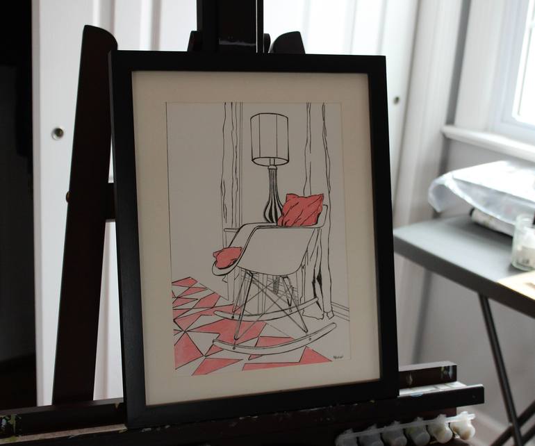 Original Fine Art Interiors Drawing by Afekwo N