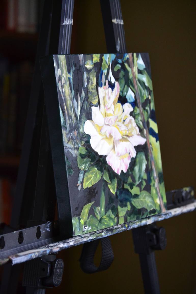 Original Figurative Floral Painting by Afekwo N