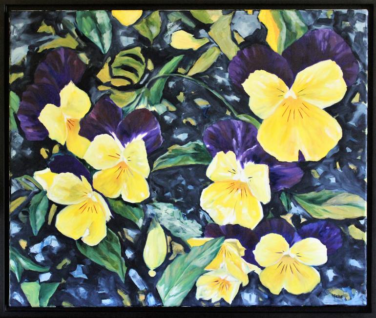 Original Impressionism Floral Painting by Afekwo N
