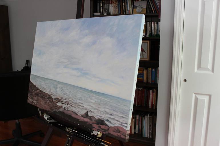 Original Fine Art Seascape Painting by Afekwo N