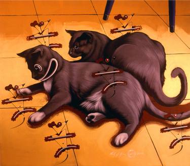 Original Cats Paintings by Philip Slagter