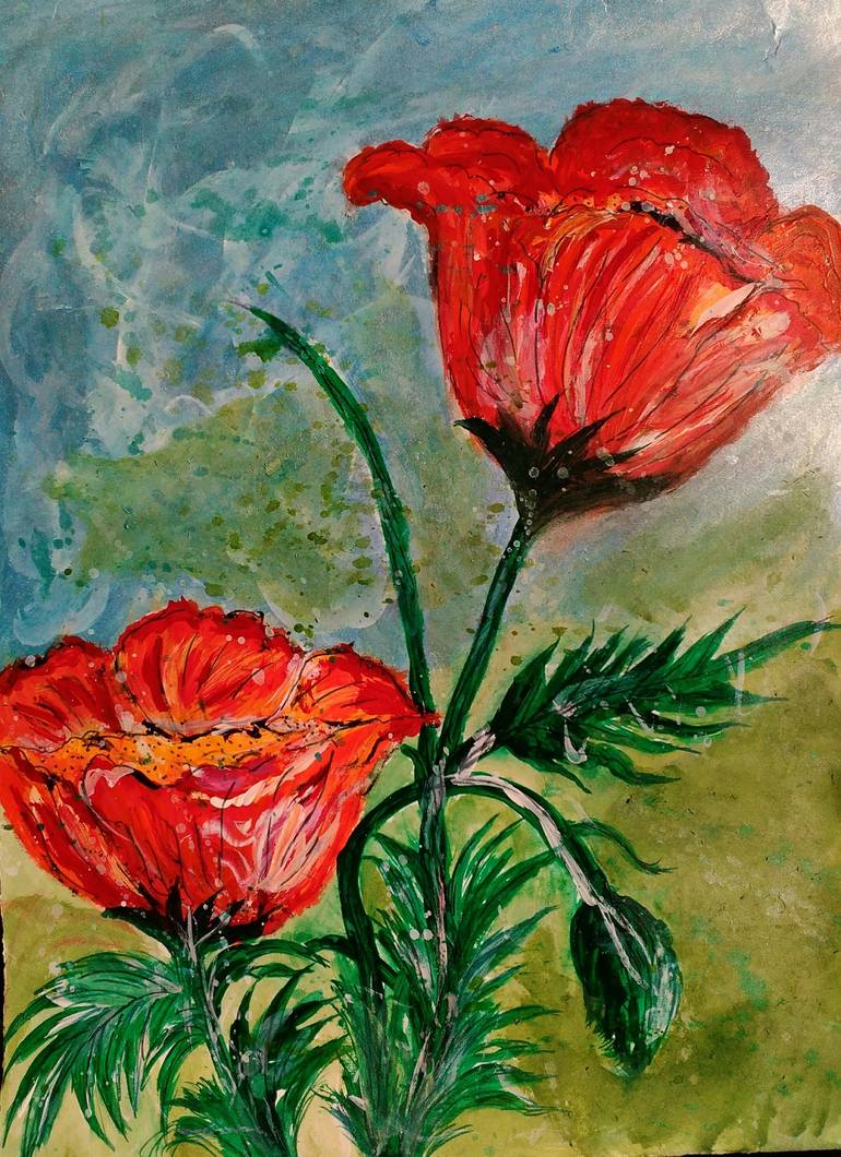 Beautiful Flowers In Nature Painting By Gunjan Famous Paintings Saatchi Art