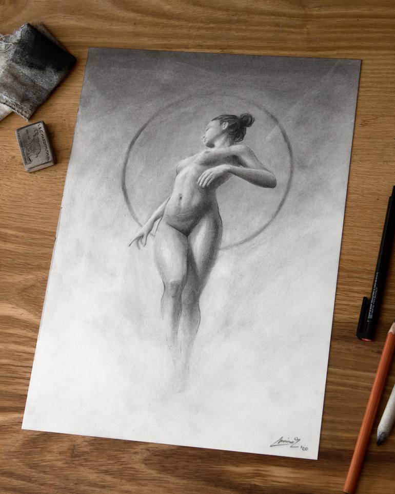 Original Realism Body Drawing by Miroslav Zgabaj