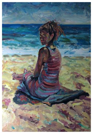 Print of Figurative Beach Paintings by J Martos Latorre