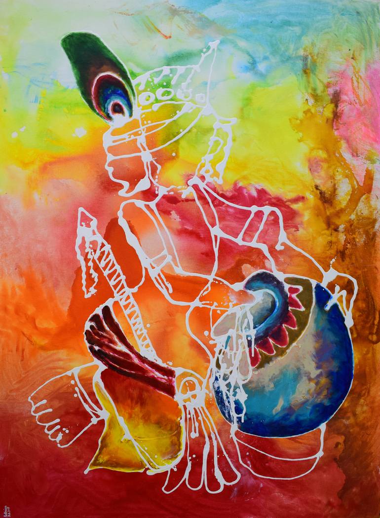 makhan chor krishna painting