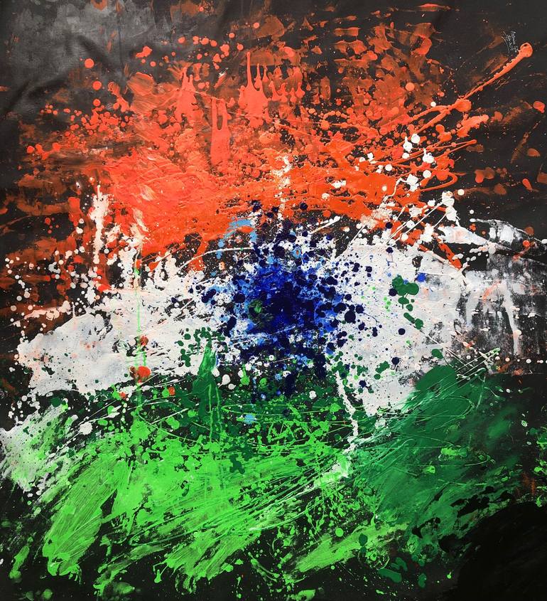 Tiranga - Indian National Flag ! Painting by Aatmica Ojha | Saatchi Art