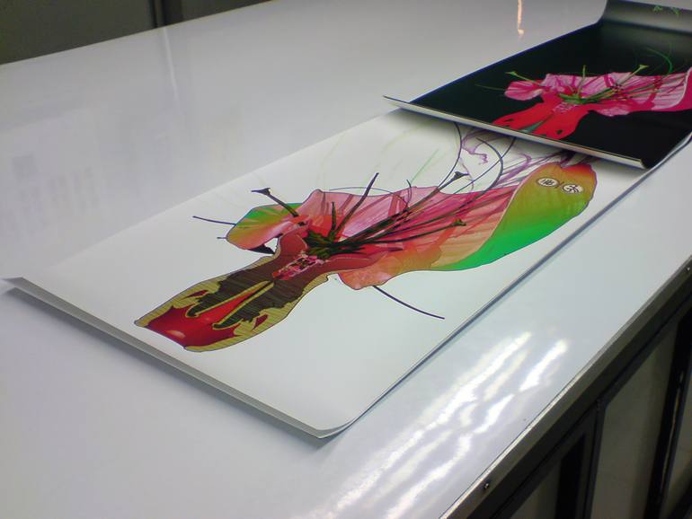 Original Illustration Floral Printmaking by Hugo Barroso