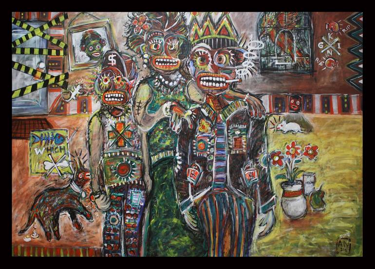 Original Abstract Family Painting by ARI NUGROHO