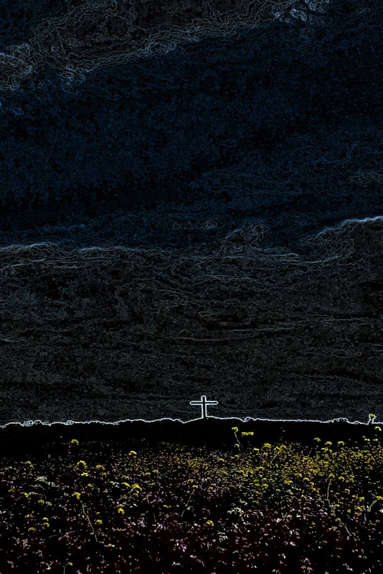 Just a Cross at Night by MB7Art - Print