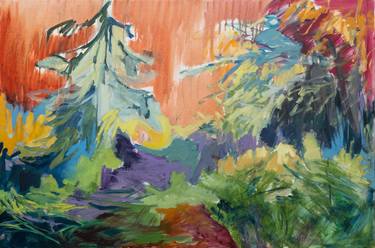 Original Abstract Landscape Paintings by Kentelki Gabor
