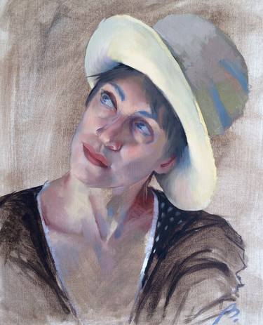 Woman with hat, portrait commission thumb