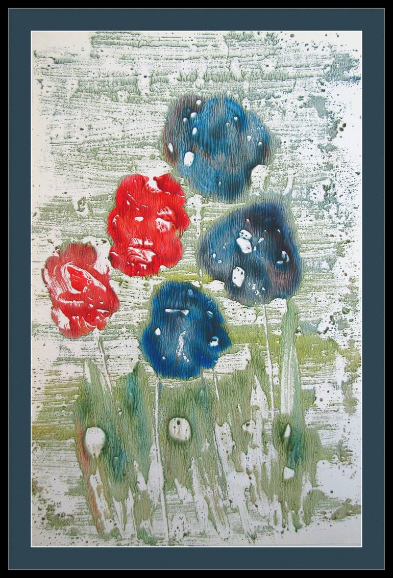 Original Modernism Floral Painting by Mahdi Almasi