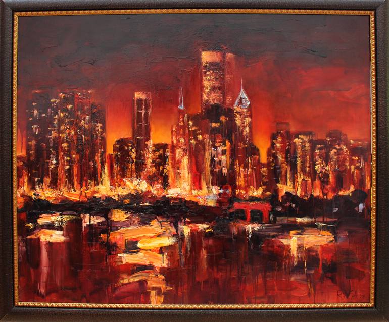 Original Abstract Architecture Painting by Rasa Kluonius