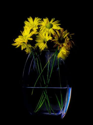 Yellow flowers in a glass vessel - Limited Edition 2 of 10 thumb