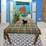 Kitchen table with idol by Luigi Consolandi