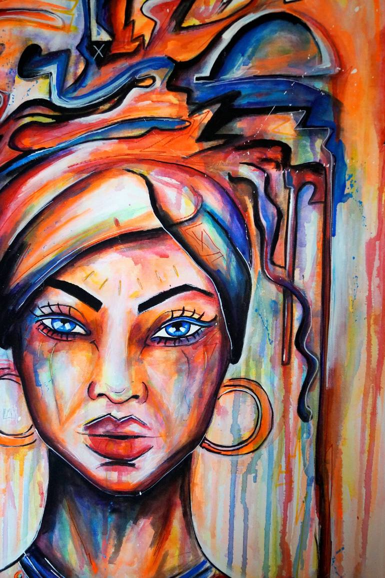 Original Abstract Portrait Painting by Captain Fanta