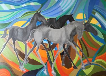 Print of Abstract Horse Paintings by MEugenia Serrano