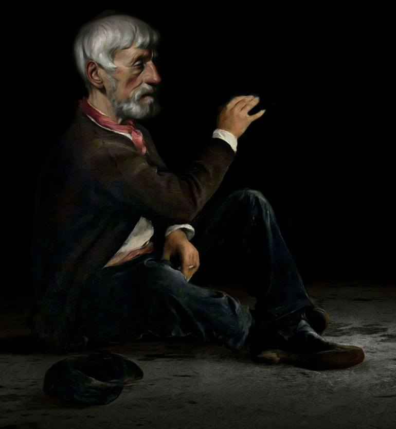 Original Surrealism Men Painting by Jean-Marie Gitard