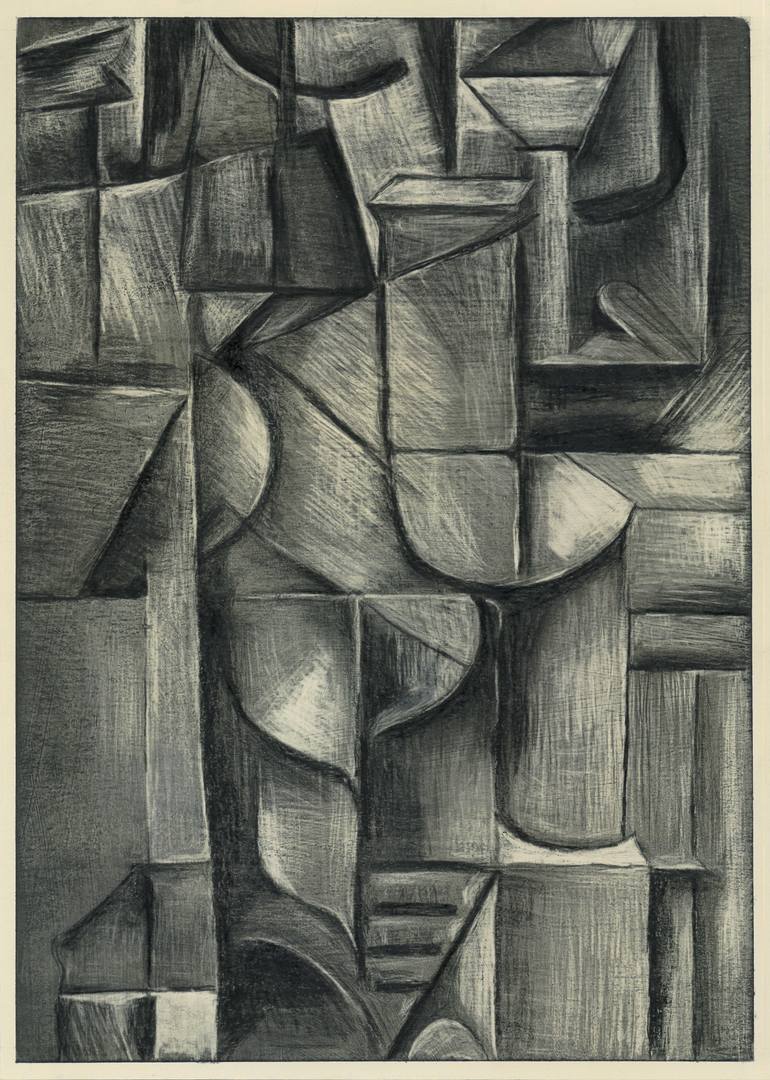 Original Cubism Geometric Drawing by The Polish Art