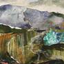 The Green Lagoon - detail of mountain, sky and sea