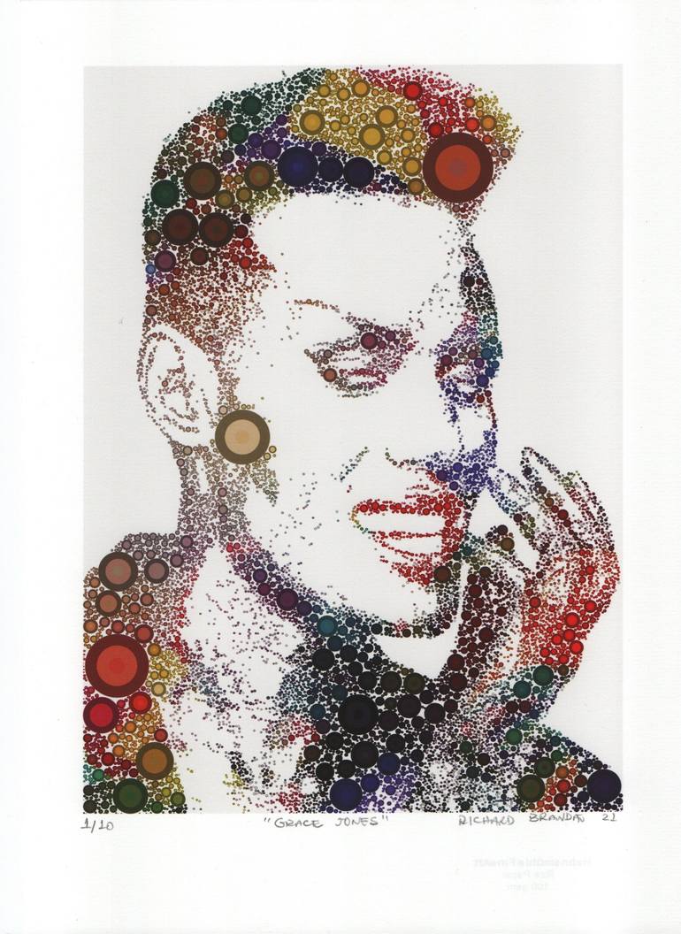 Original Pop Culture/Celebrity Digital by Richard Brandao | Figurative Art on Paper | GRACE JONES (Fragments - Pop Icons) - Limited Edition of 10