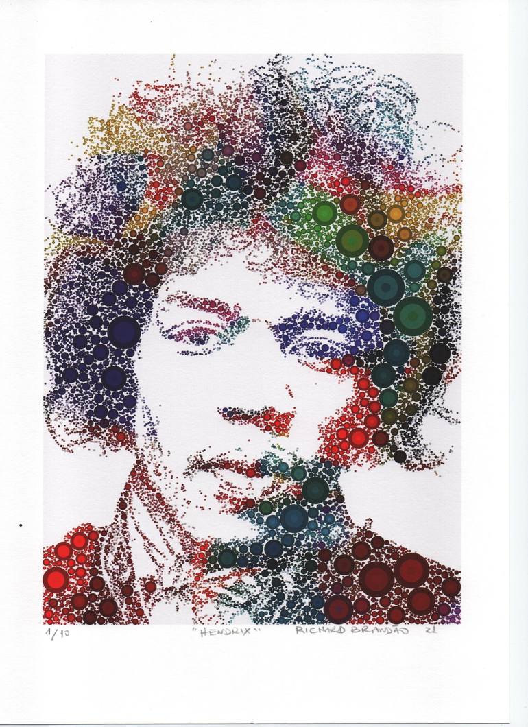 Original Pop Culture/Celebrity Digital by Richard Brandao | Modernism Art on Paper | HENDRIX (Fragments - Pop Icons) - Limited Edition of 10