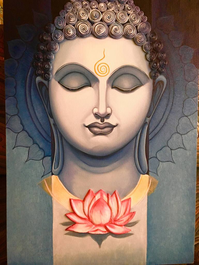 Symbol of peace - Lord Buddha Painting by Garima Agarwal | Saatchi Art