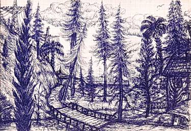 Original Fine Art Landscape Drawings by Dragan Azdejkovic