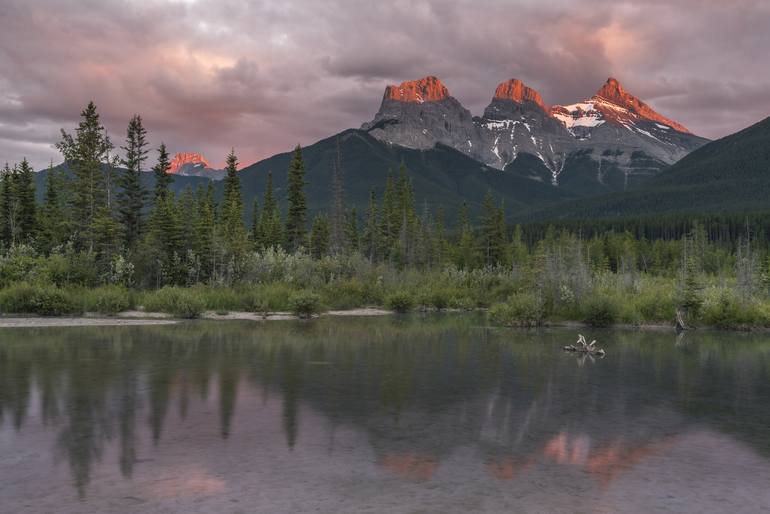 Three Sisters Peaks at Sunset, Banff National Park Photography by Jon
