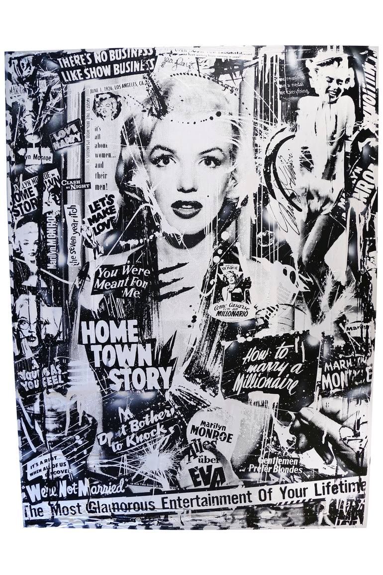 Tableau Marilyn Monroe Sur Toile - Impression D'art Signée - Encadré - Prêt à Accrocher