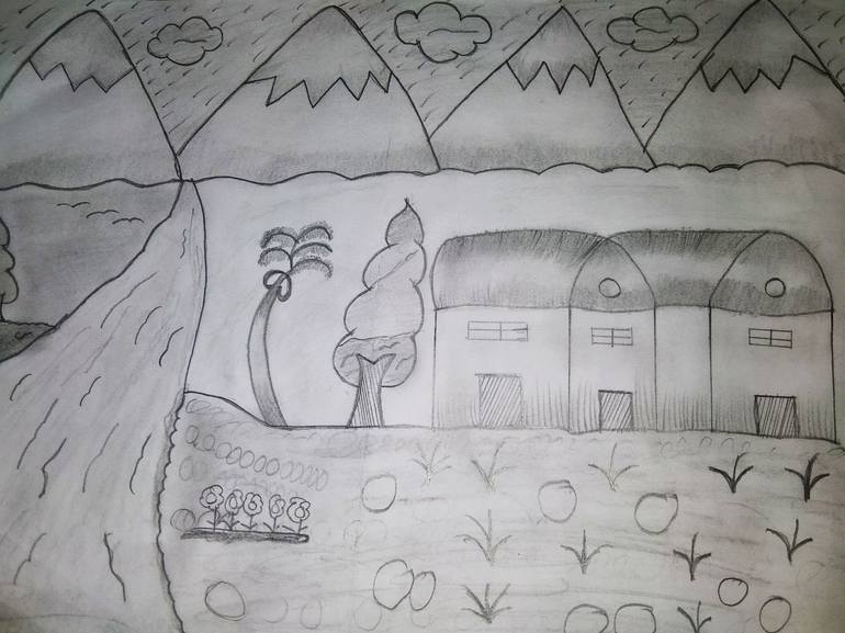 drawings of nature scenery for kids