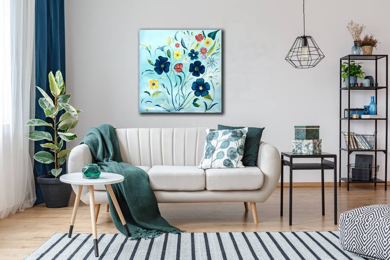 Original Abstract Floral Painting by Karen Goddard