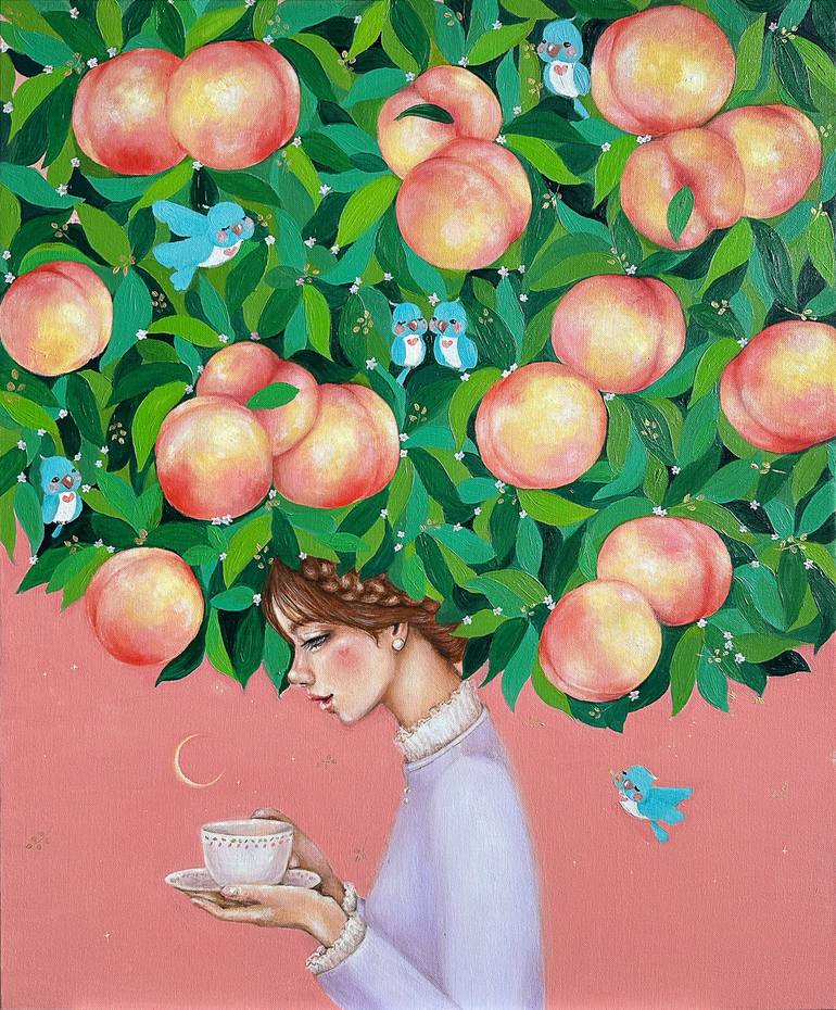 Peach Tea - Green Canvas