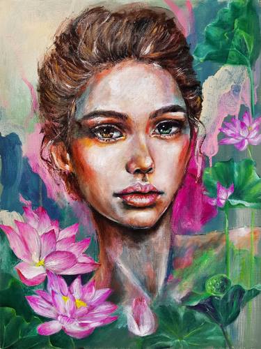 Original Abstract Portrait Paintings by Eury Kim