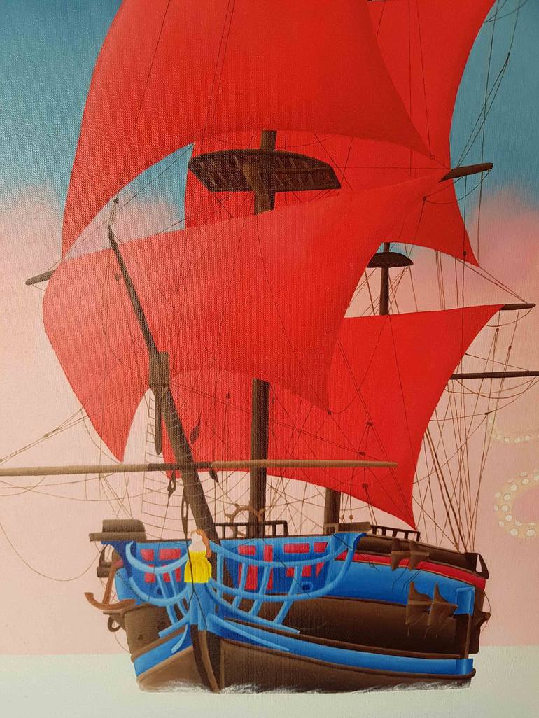 Original Ship Painting by Julia Tulub