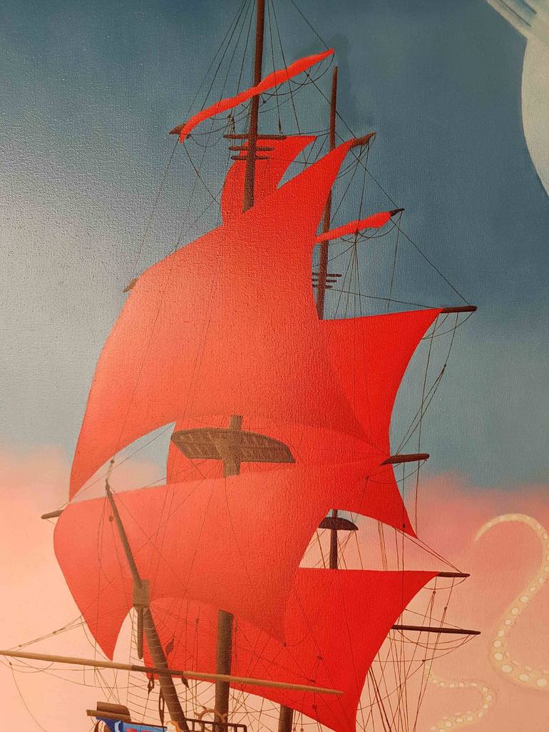 Original Ship Painting by Julia Tulub